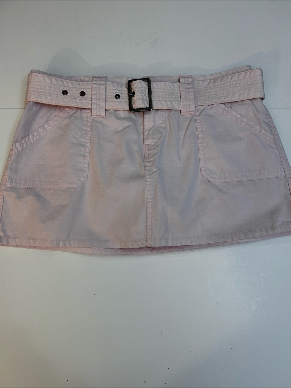 Belted Light Pink Mini Skorts with Front Pockets